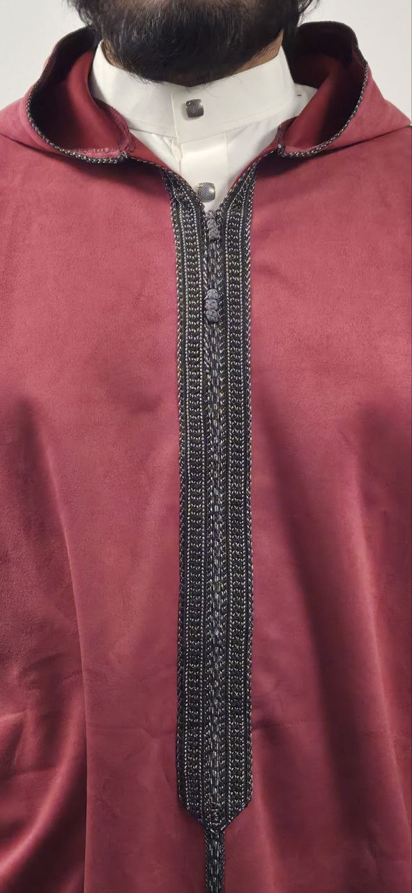 Spiced Ember Red Suede Winter Jallaba