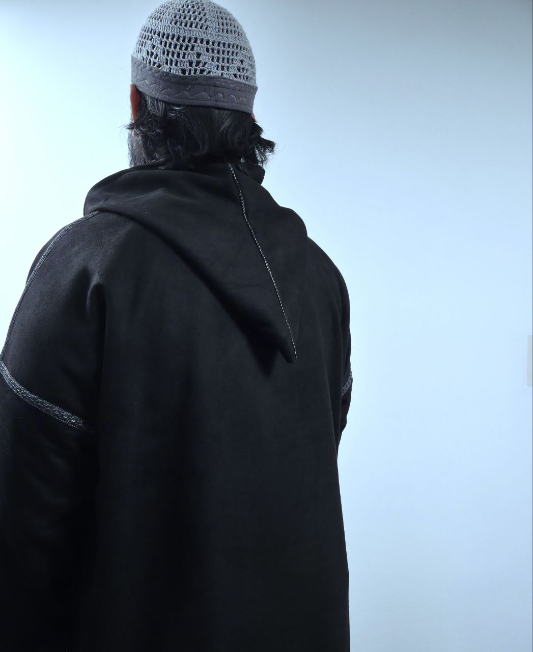 Andalusian Black Suede Winter Jallaba