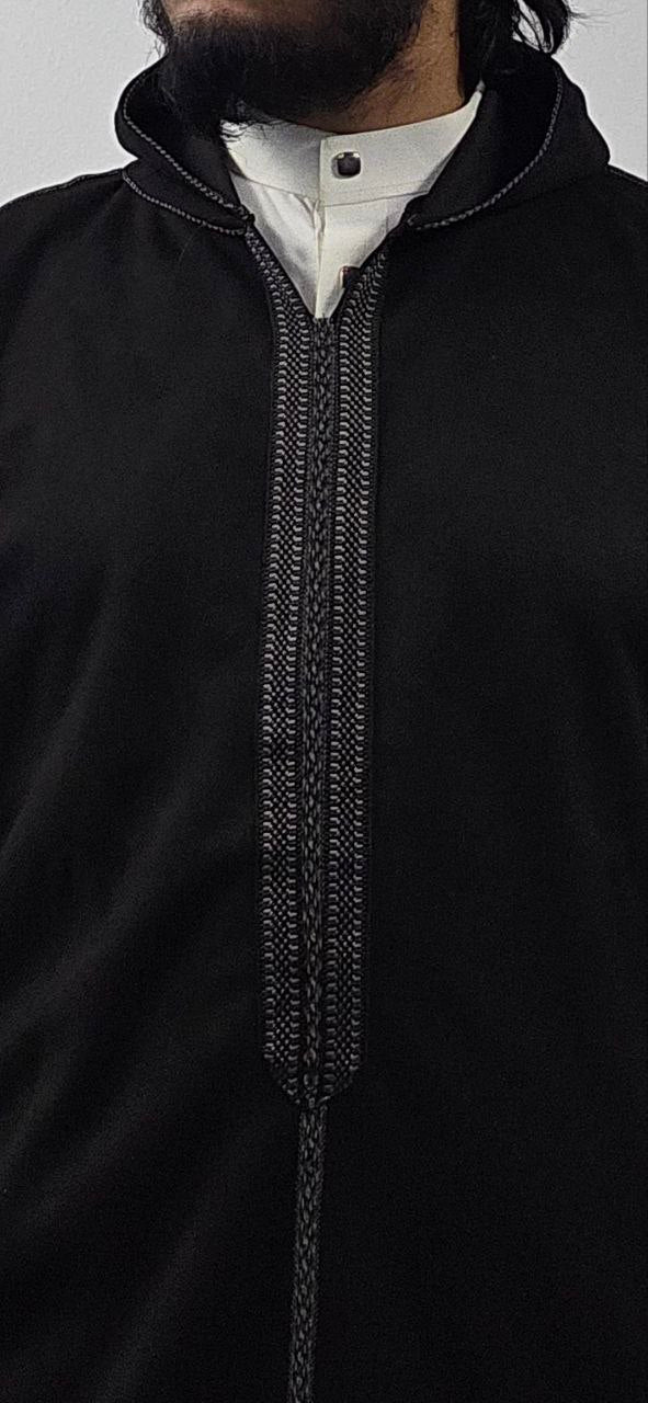 Andalusian Black Suede Winter Jallaba