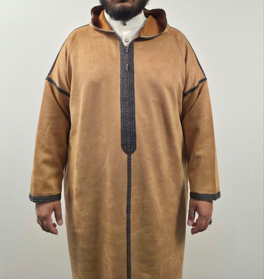 Golden brown Suede Winter Jallaba