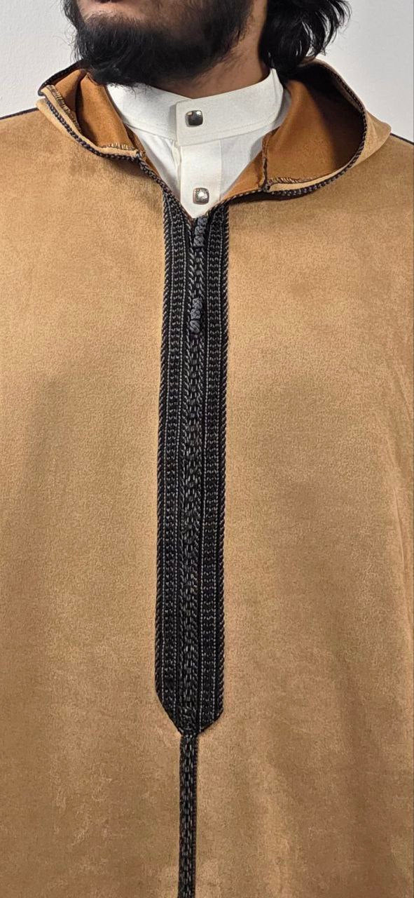 Golden brown Suede Winter Jallaba