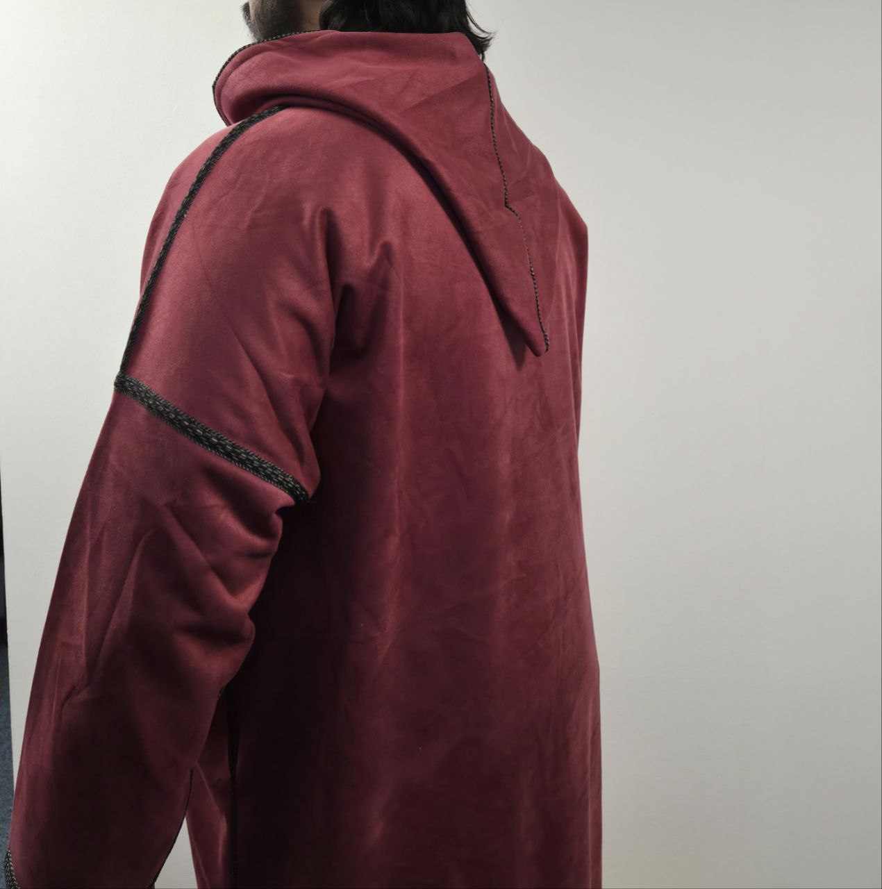 Spiced Ember Red Suede Winter Jallaba