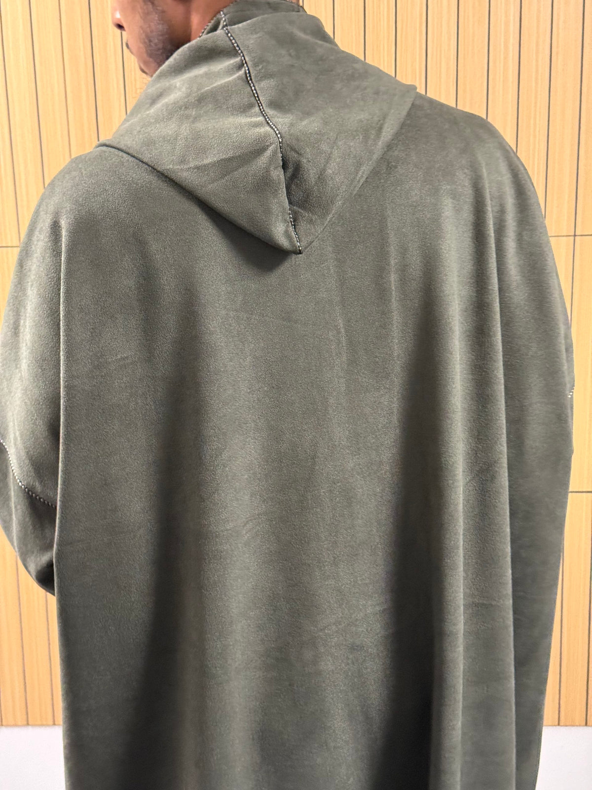 Smoked Olive Green Suede Winter Jallaba